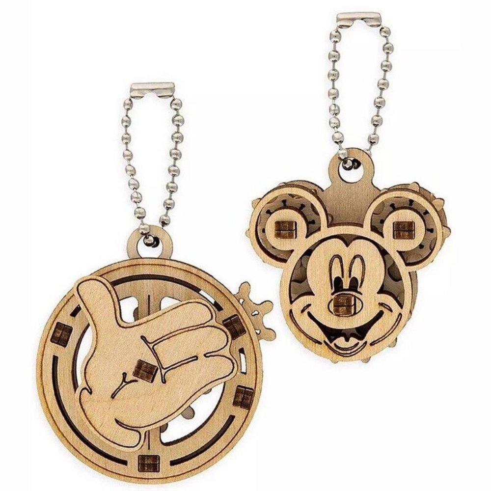 Disney Parks UGears Keychain Set Mickey Mouse Wooden Puzzles